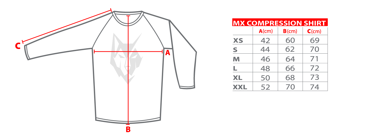 MX Compression shirt size chart Vulfram